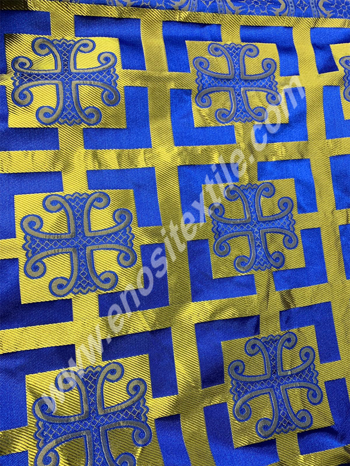 KL-011 Dark Blue-Gold Brocade Fabrics